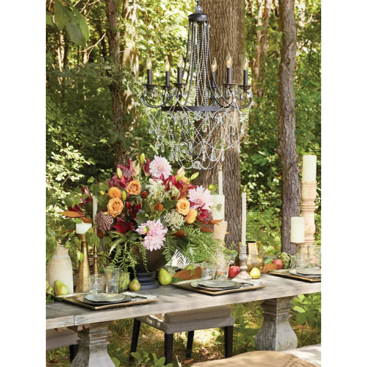 Collier Crystal Chandelier – French Country Weathered Iron & Crystal Chandelier