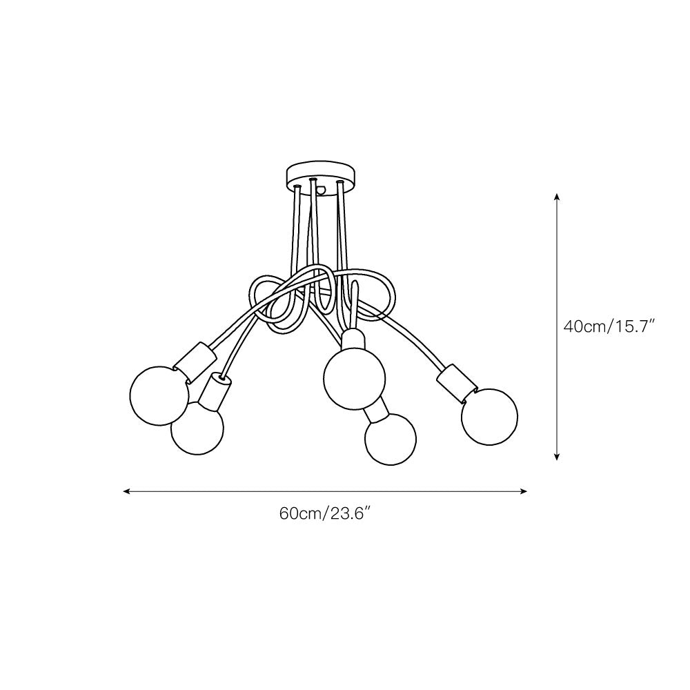 Colonial Sputnik Ceiling Lamp – Low-Profile Brass & Glass Starburst Semi-Flush Mount