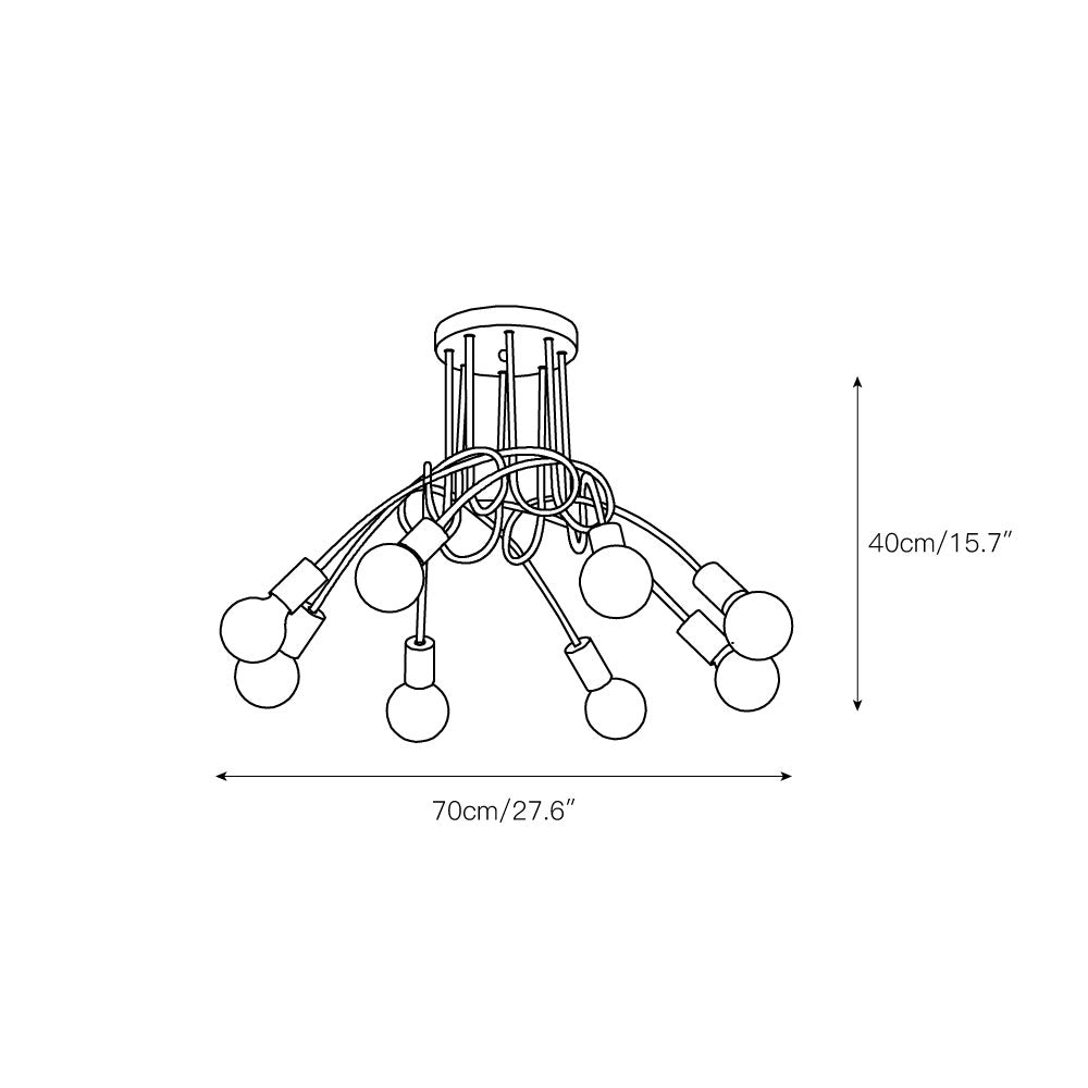 Colonial Sputnik Ceiling Lamp – Low-Profile Brass & Glass Starburst Semi-Flush Mount