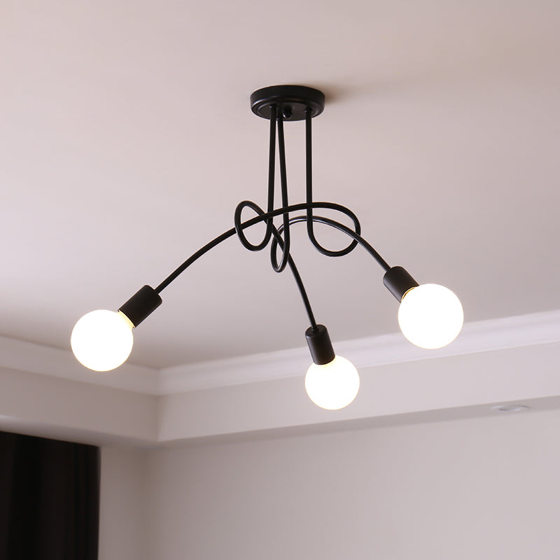 Colonial Sputnik Ceiling Lamp – Low-Profile Brass & Glass Starburst Semi-Flush Mount