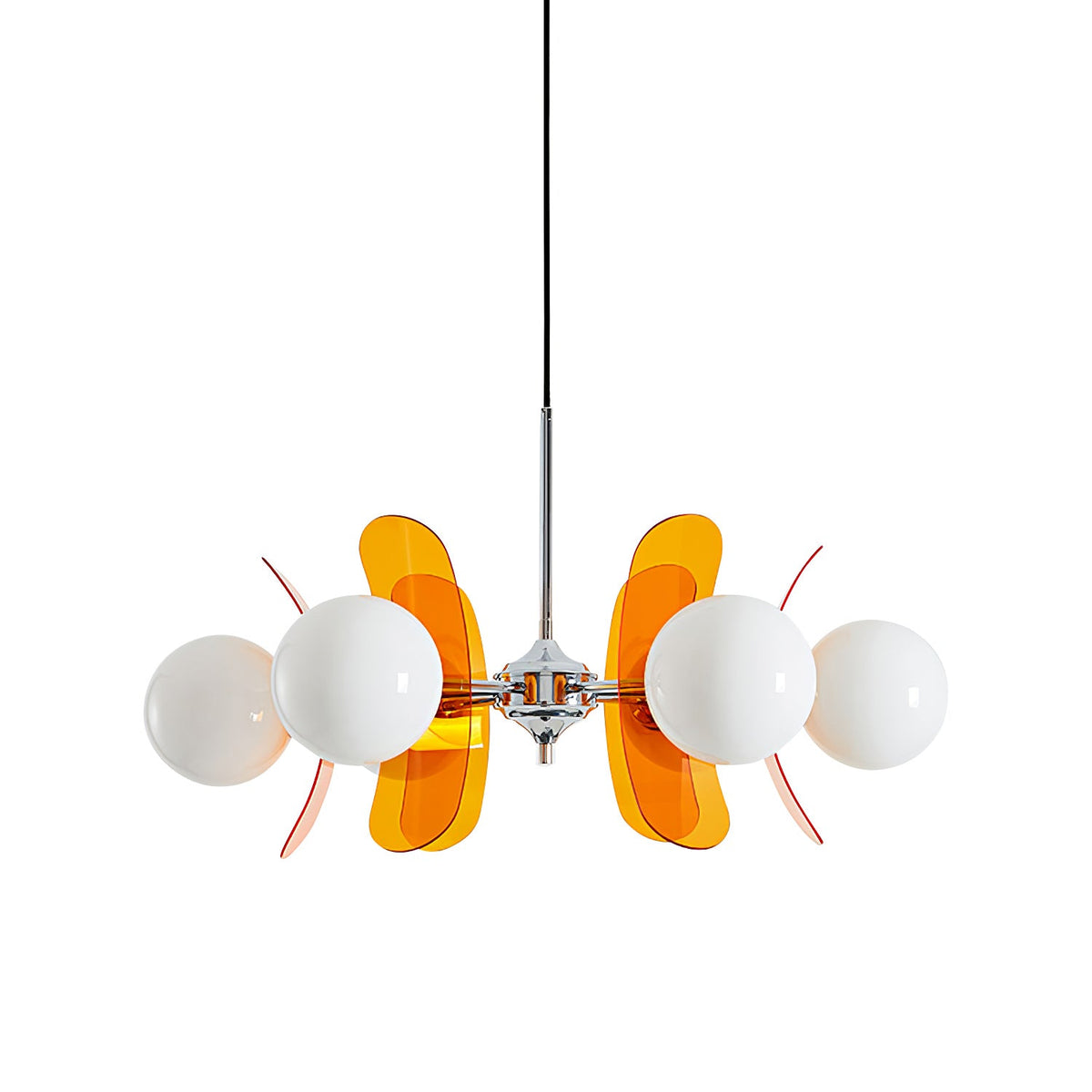 Coloured Sputnik Chandelier – Retro Modern Chrome, Glass & Acrylic Pendant