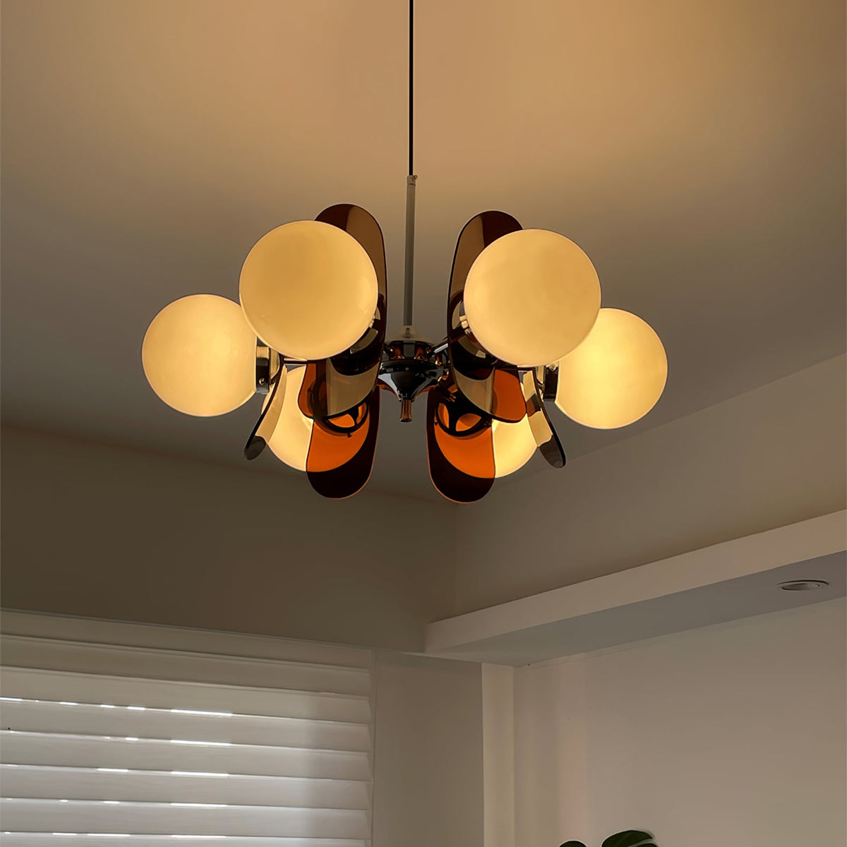 Coloured Sputnik Chandelier – Retro Modern Chrome, Glass & Acrylic Pendant