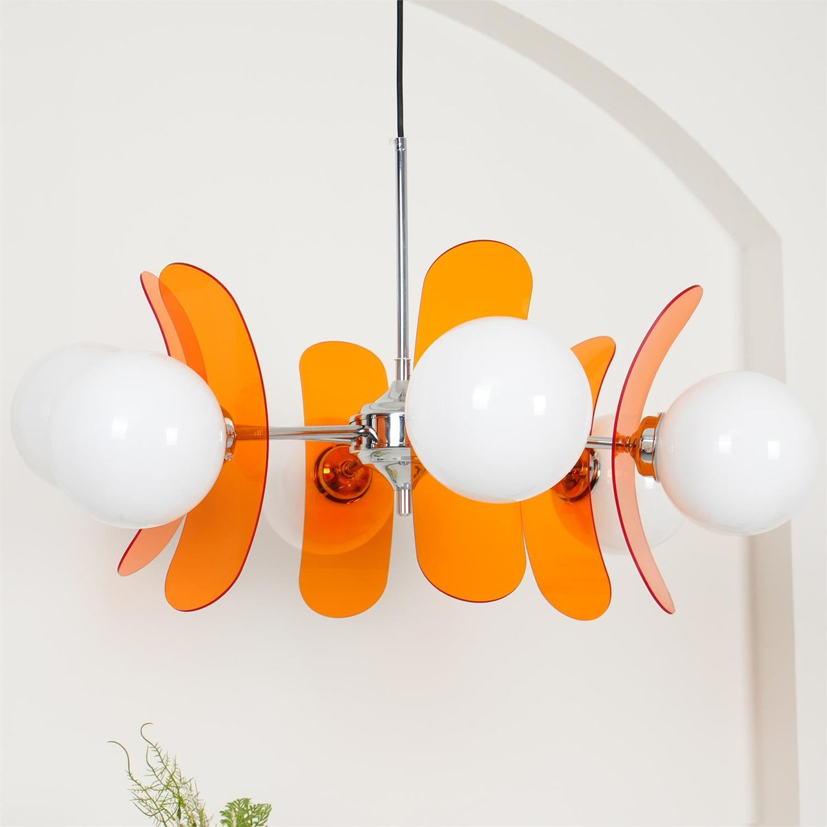 Coloured Sputnik Chandelier – Retro Modern Chrome, Glass & Acrylic Pendant