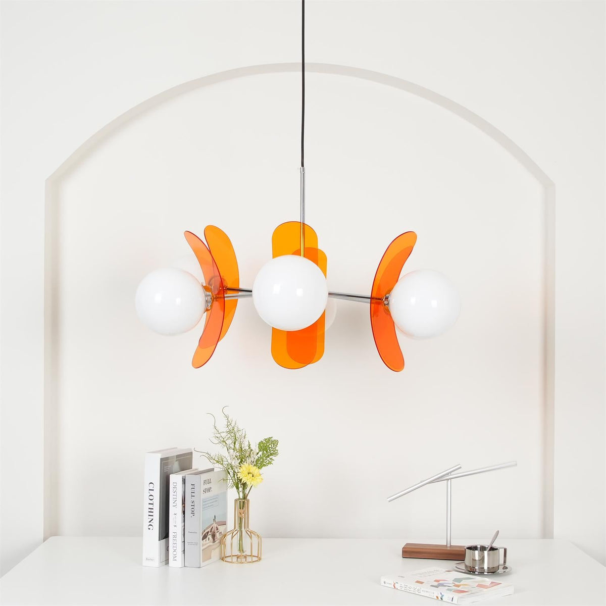 Coloured Sputnik Chandelier – Retro Modern Chrome, Glass & Acrylic Pendant