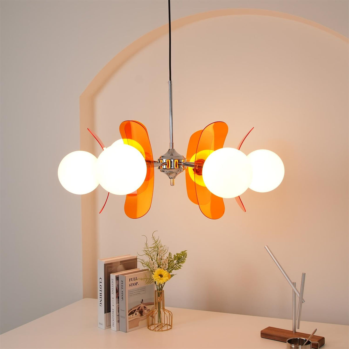 Coloured Sputnik Chandelier – Retro Modern Chrome, Glass & Acrylic Pendant