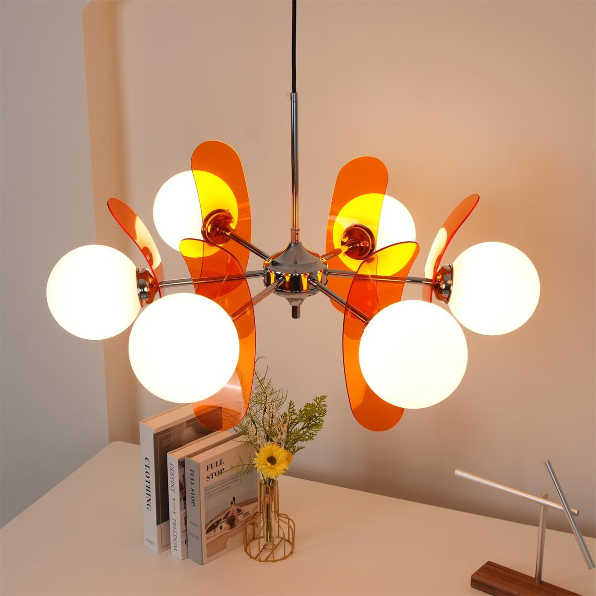 Coloured Sputnik Chandelier – Retro Modern Chrome, Glass & Acrylic Pendant