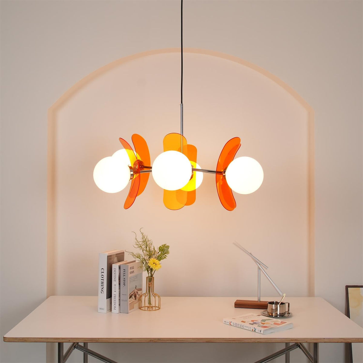 Coloured Sputnik Chandelier – Retro Modern Chrome, Glass & Acrylic Pendant