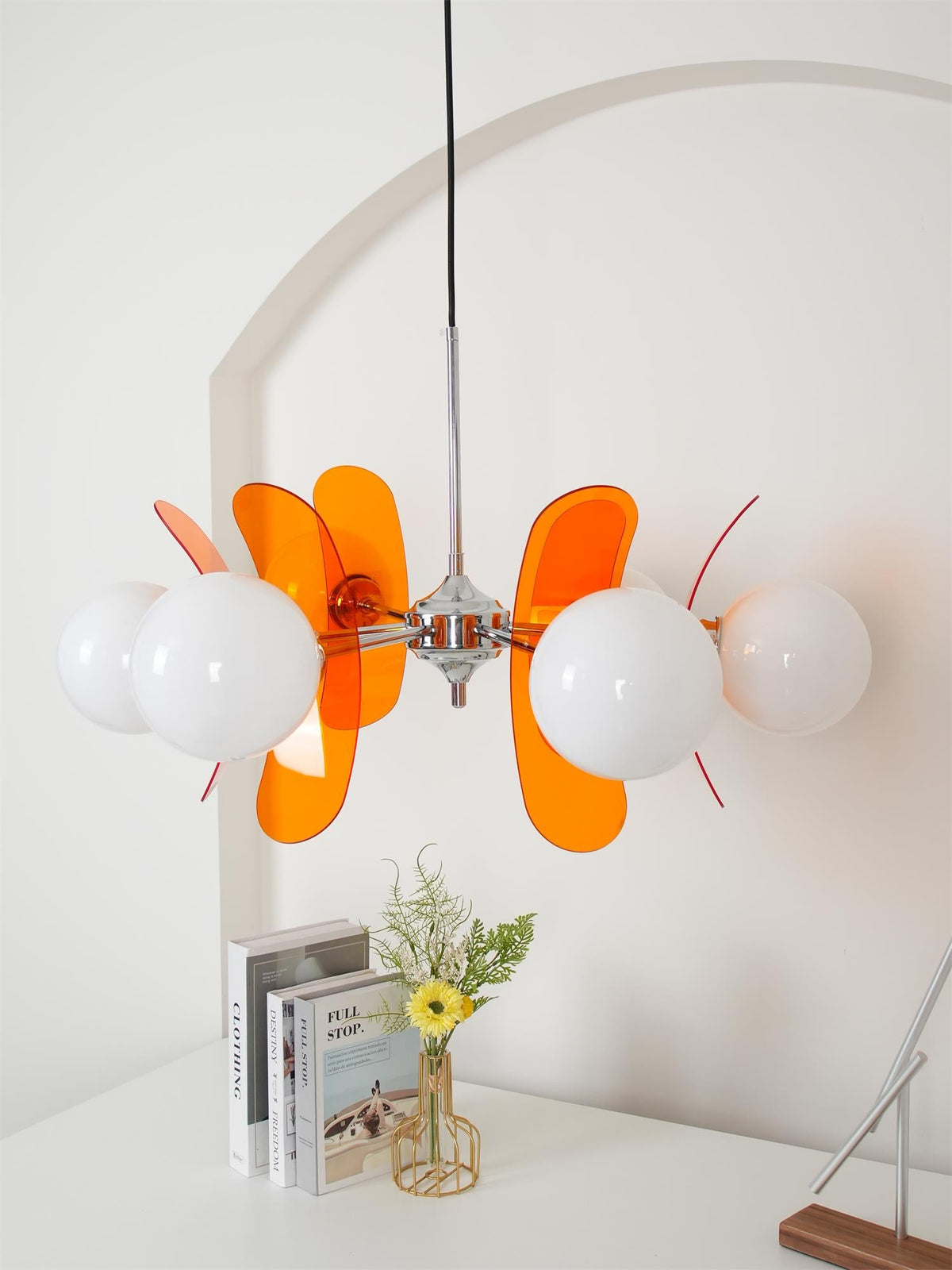 Coloured Sputnik Chandelier – Retro Modern Chrome, Glass & Acrylic Pendant