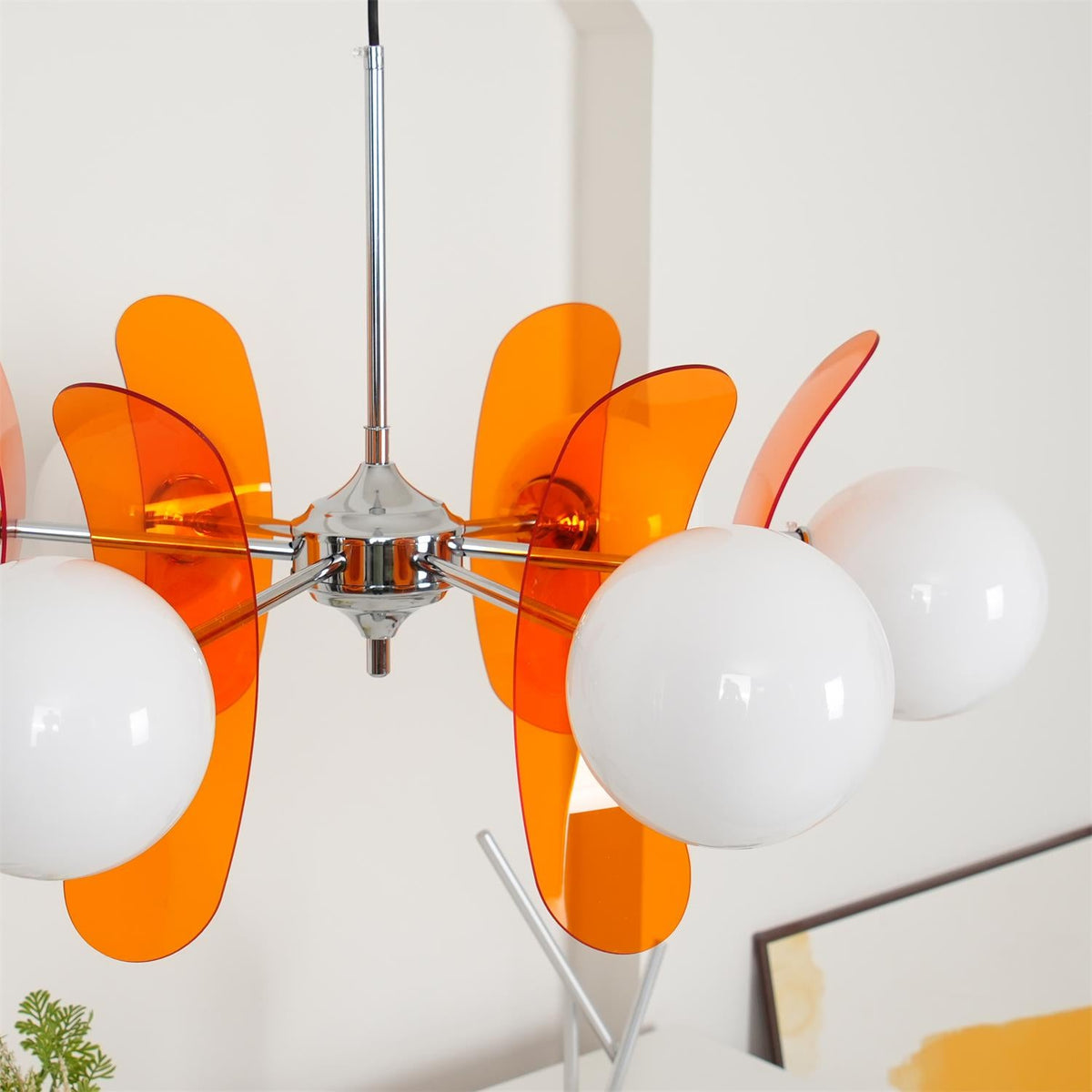 Coloured Sputnik Chandelier – Retro Modern Chrome, Glass & Acrylic Pendant