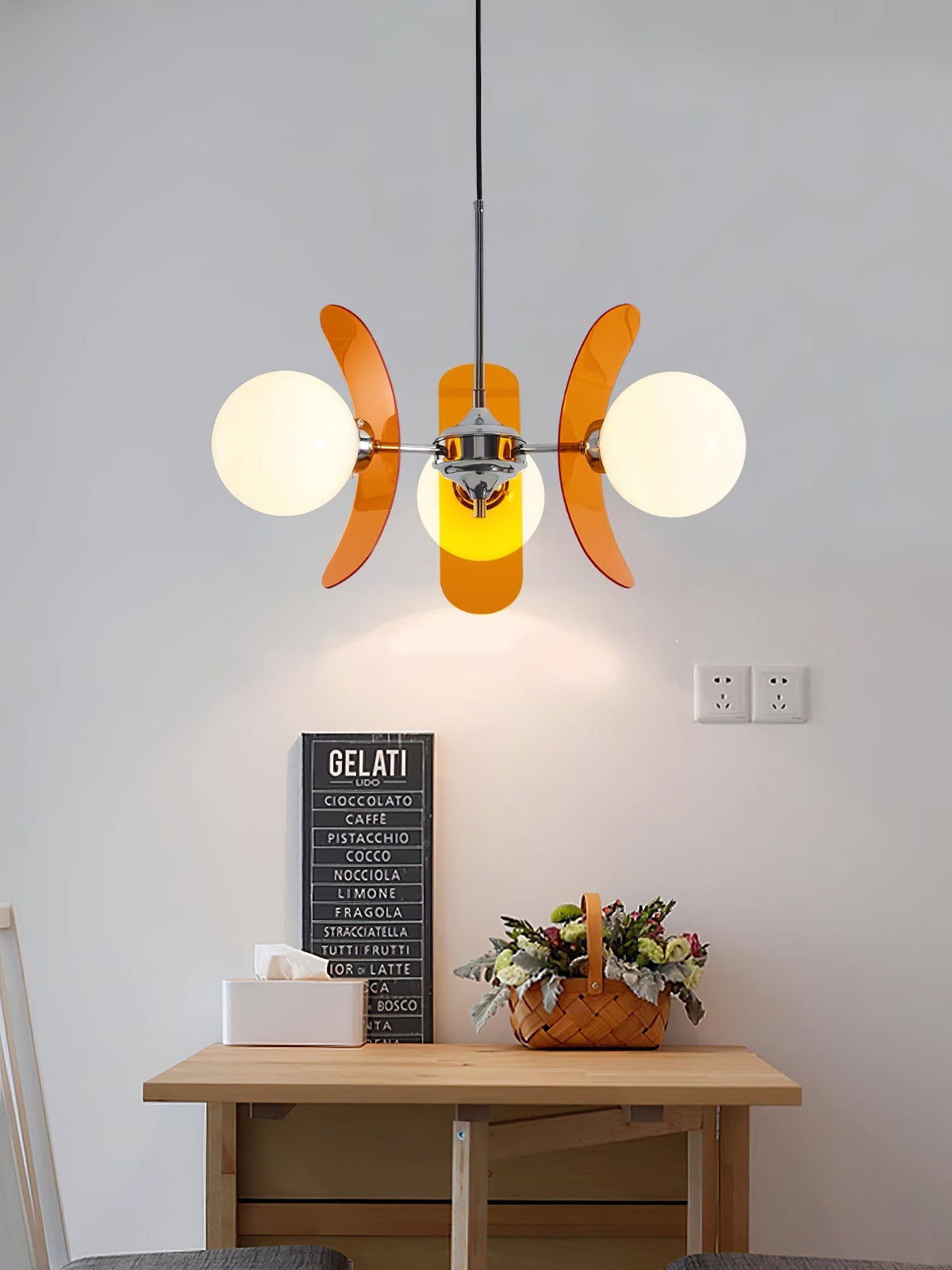 Coloured Sputnik Chandelier – Retro Modern Chrome, Glass & Acrylic Pendant