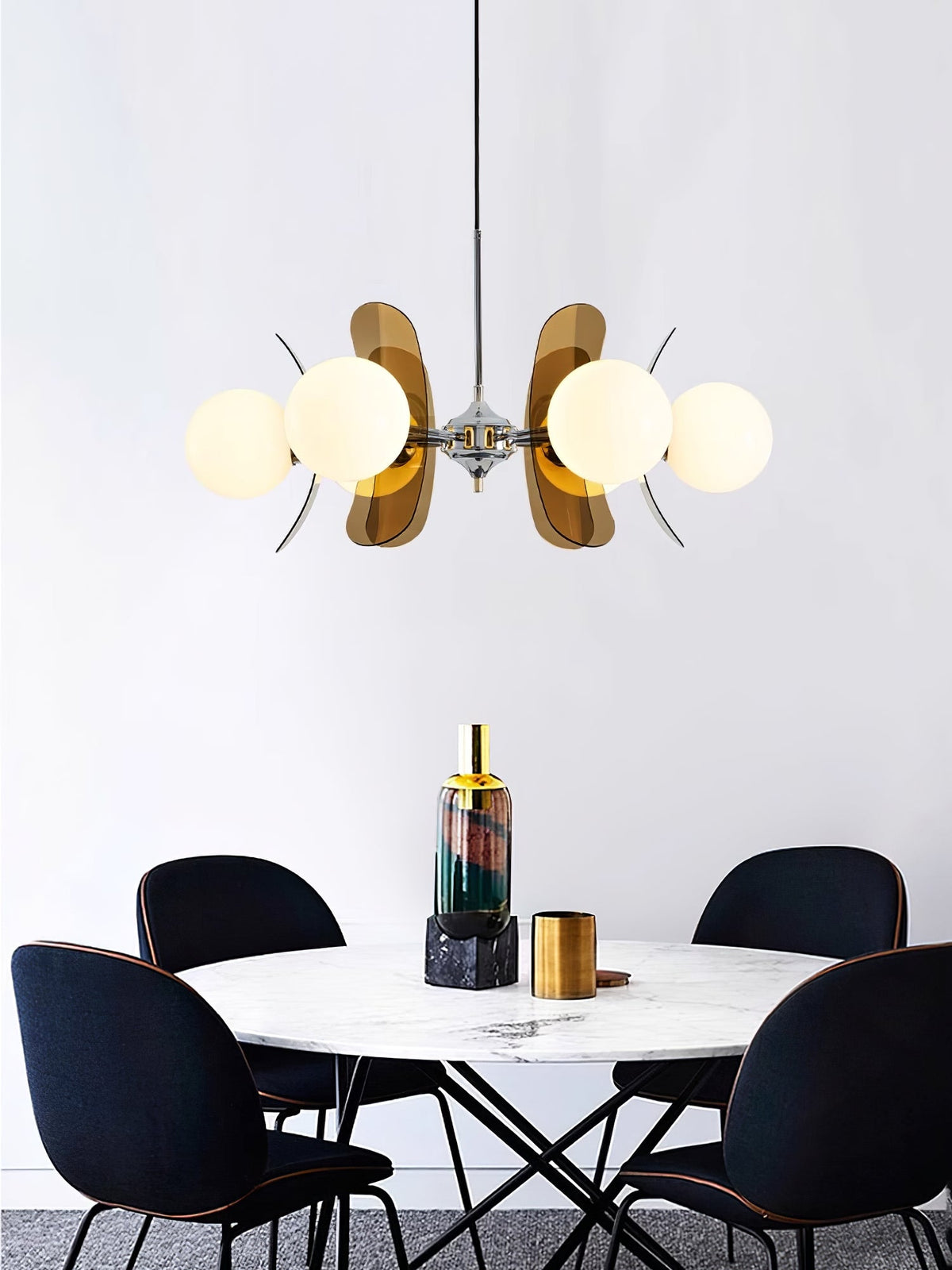 Coloured Sputnik Chandelier – Retro Modern Chrome, Glass & Acrylic Pendant