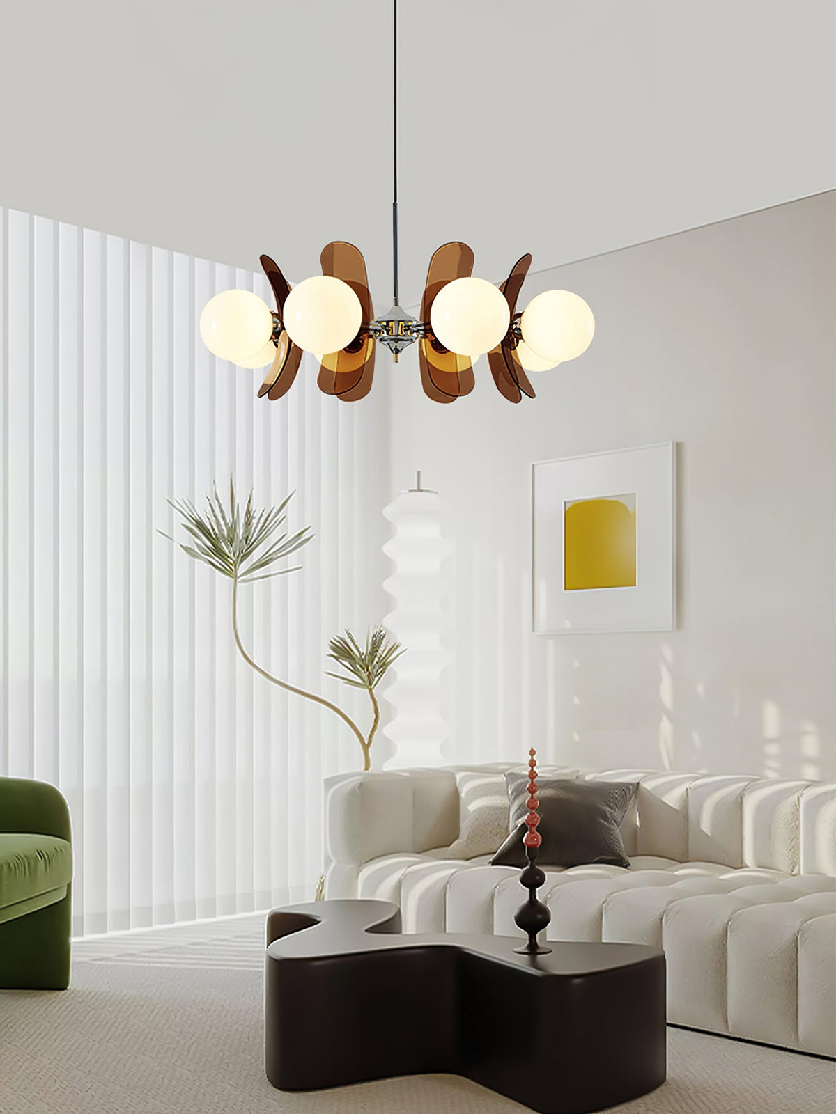 Coloured Sputnik Chandelier – Retro Modern Chrome, Glass & Acrylic Pendant