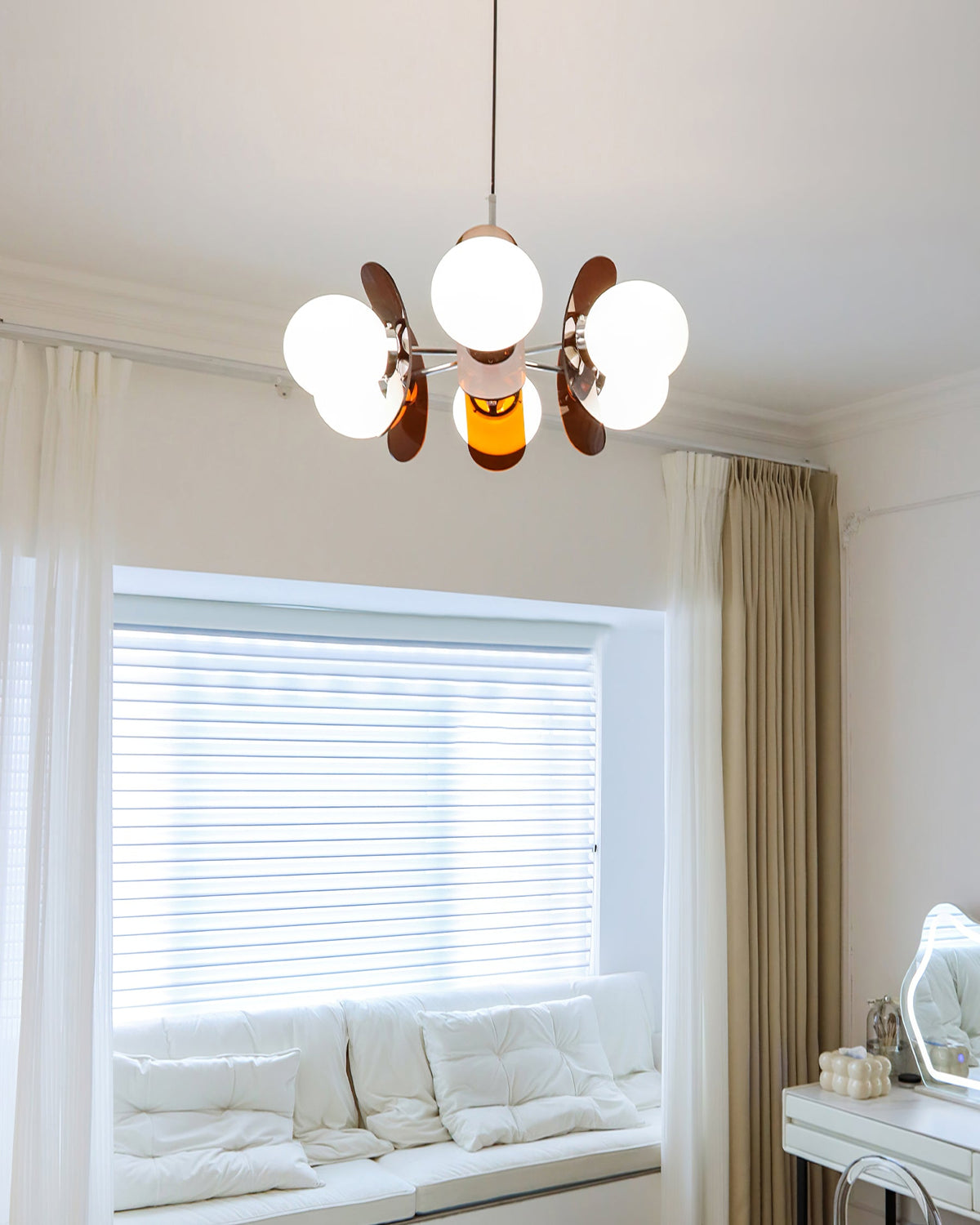 Coloured Sputnik Chandelier – Retro Modern Chrome, Glass & Acrylic Pendant
