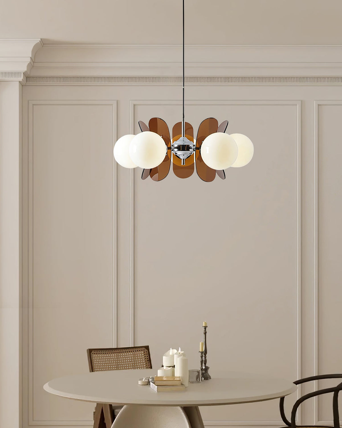 Coloured Sputnik Chandelier – Retro Modern Chrome, Glass & Acrylic Pendant