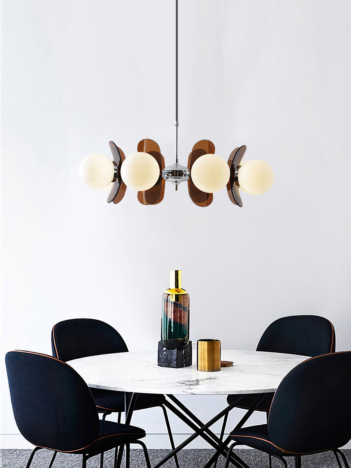 Coloured Sputnik Chandelier – Retro Modern Chrome, Glass & Acrylic Pendant