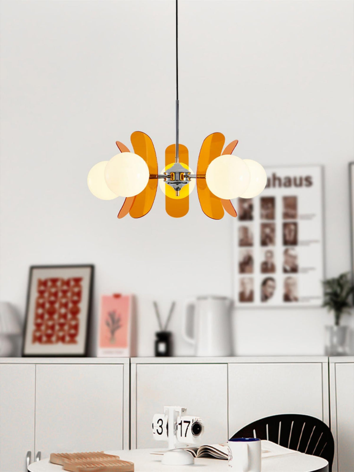 Coloured Sputnik Chandelier – Retro Modern Chrome, Glass & Acrylic Pendant