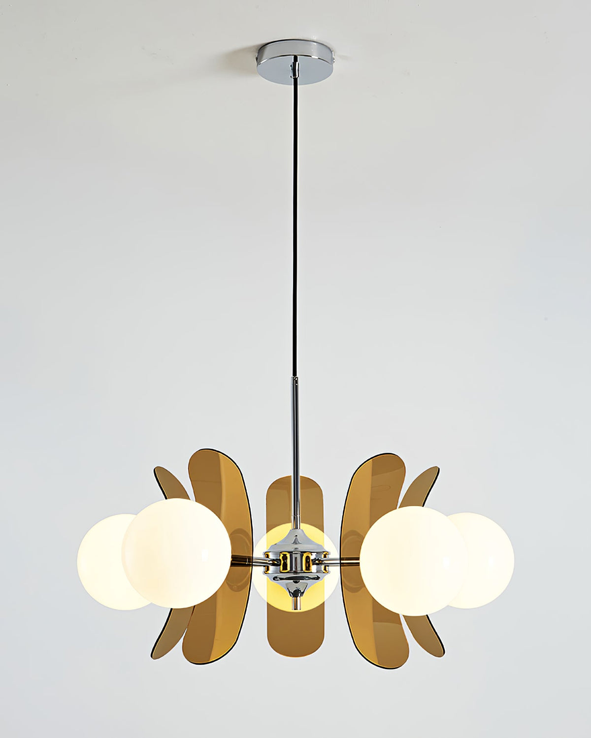 Coloured Sputnik Chandelier – Retro Modern Chrome, Glass & Acrylic Pendant