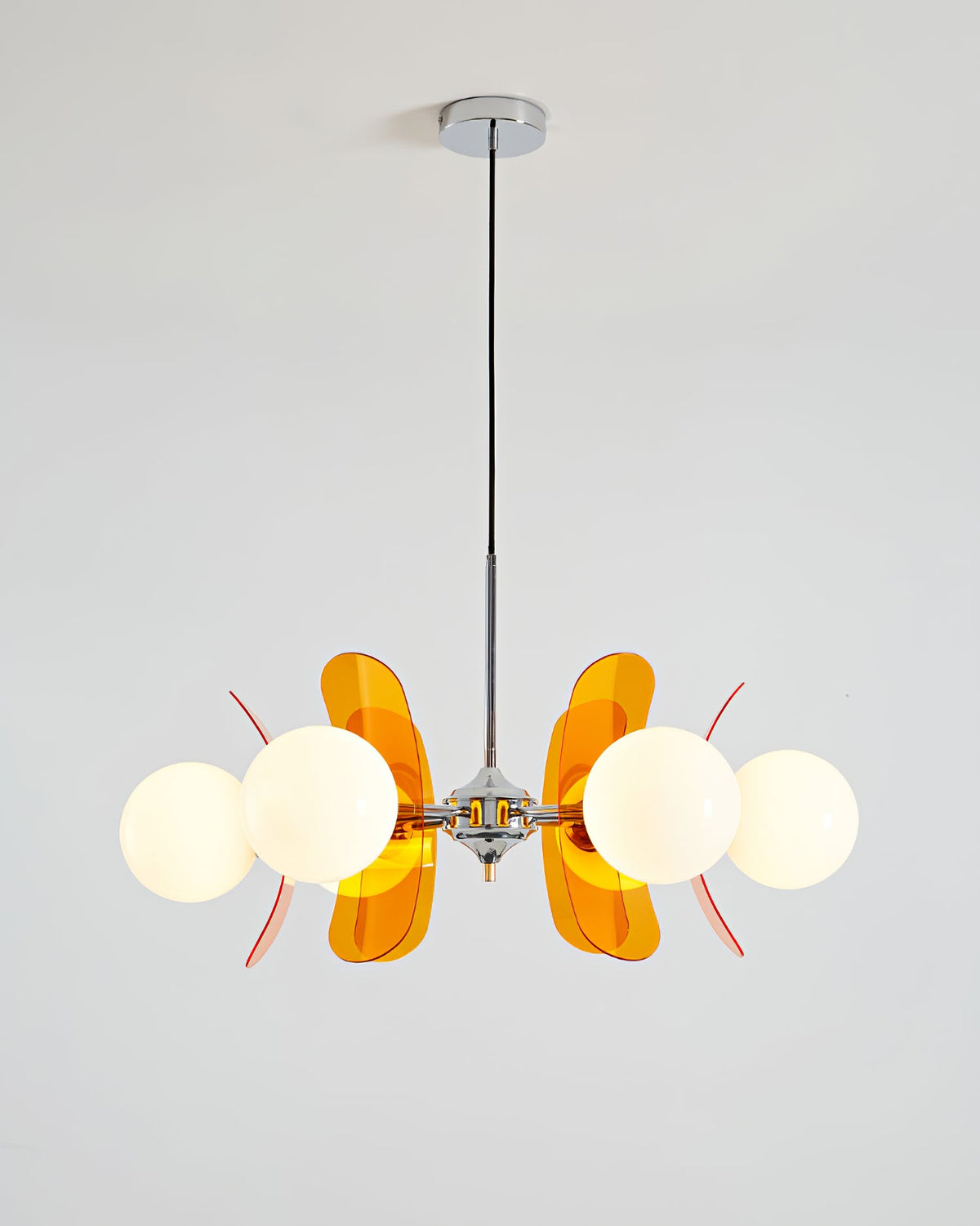 Coloured Sputnik Chandelier – Retro Modern Chrome, Glass & Acrylic Pendant