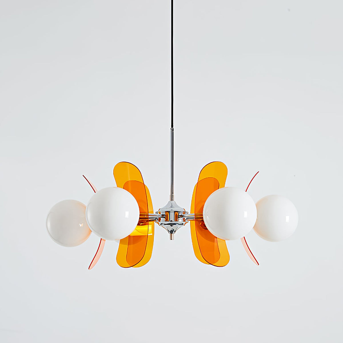 Coloured Sputnik Chandelier – Retro Modern Chrome, Glass & Acrylic Pendant