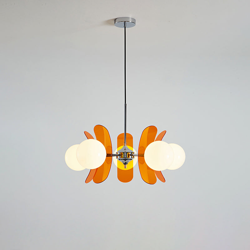 Coloured Sputnik Chandelier – Retro Modern Chrome, Glass & Acrylic Pendant