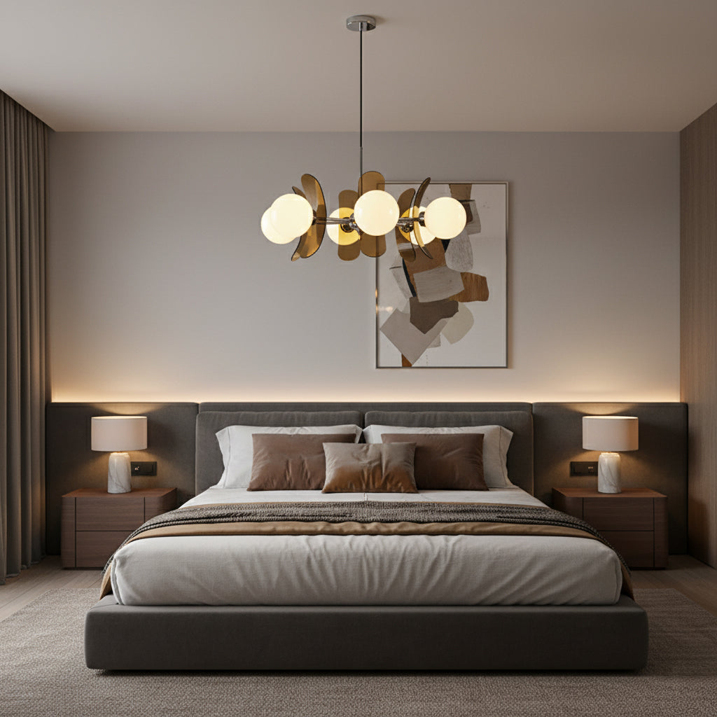 Coloured Sputnik Chandelier – Retro Modern Chrome, Glass & Acrylic Pendant