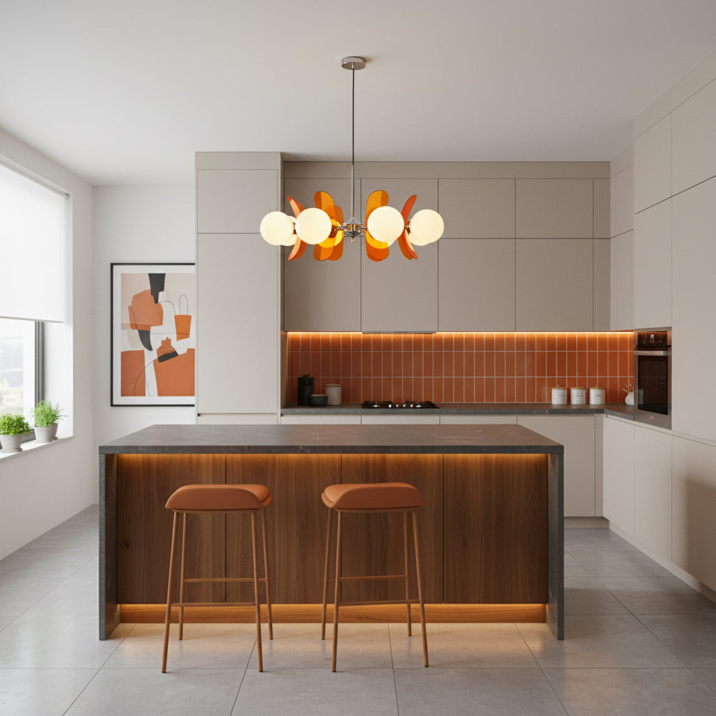 Coloured Sputnik Chandelier – Retro Modern Chrome, Glass & Acrylic Pendant