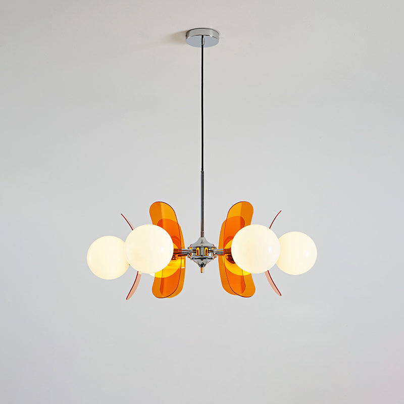 Coloured Sputnik Chandelier – Retro Modern Chrome, Glass & Acrylic Pendant