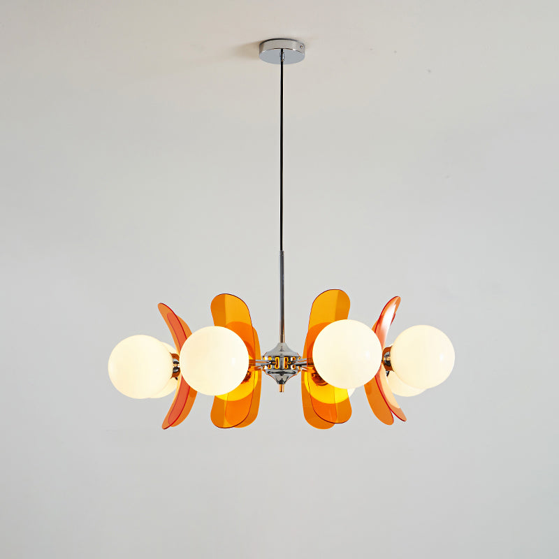 Coloured Sputnik Chandelier – Retro Modern Chrome, Glass & Acrylic Pendant