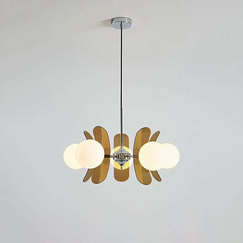 Coloured Sputnik Chandelier – Retro Modern Chrome, Glass & Acrylic Pendant