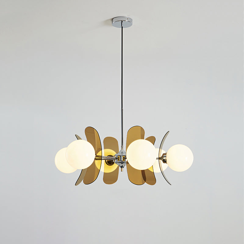 Coloured Sputnik Chandelier – Retro Modern Chrome, Glass & Acrylic Pendant