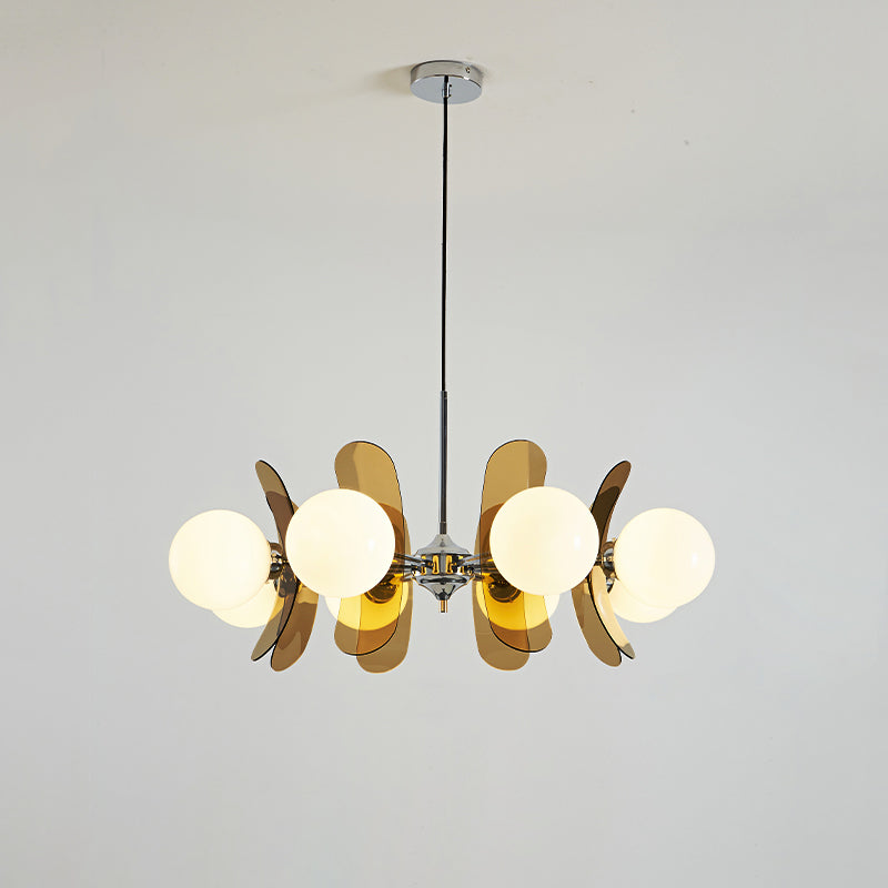 Coloured Sputnik Chandelier – Retro Modern Chrome, Glass & Acrylic Pendant