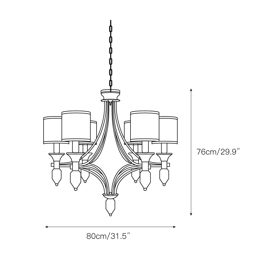Colton Chandelier – Streamlined Bronze Iron & Fabric Shade Chandelier