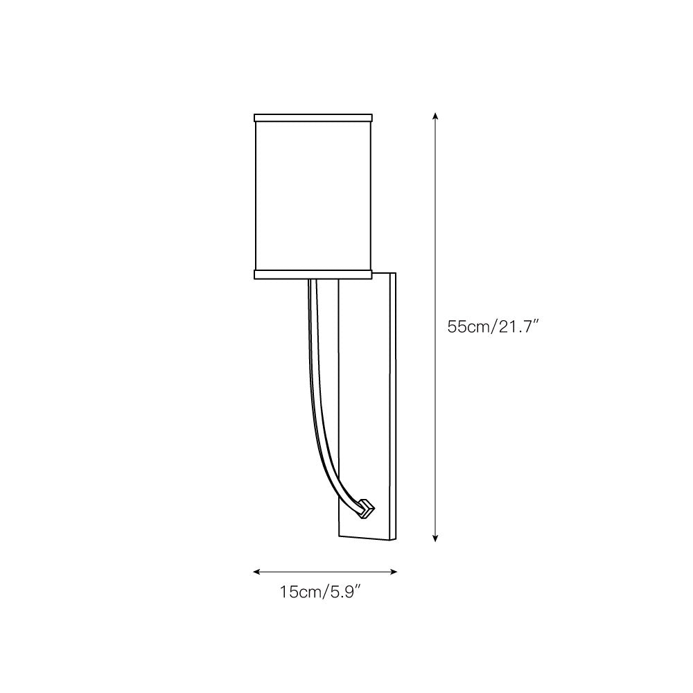 Colton Wall Lamp – Eastern Minimalist Curved Brass & Fabric Sconce