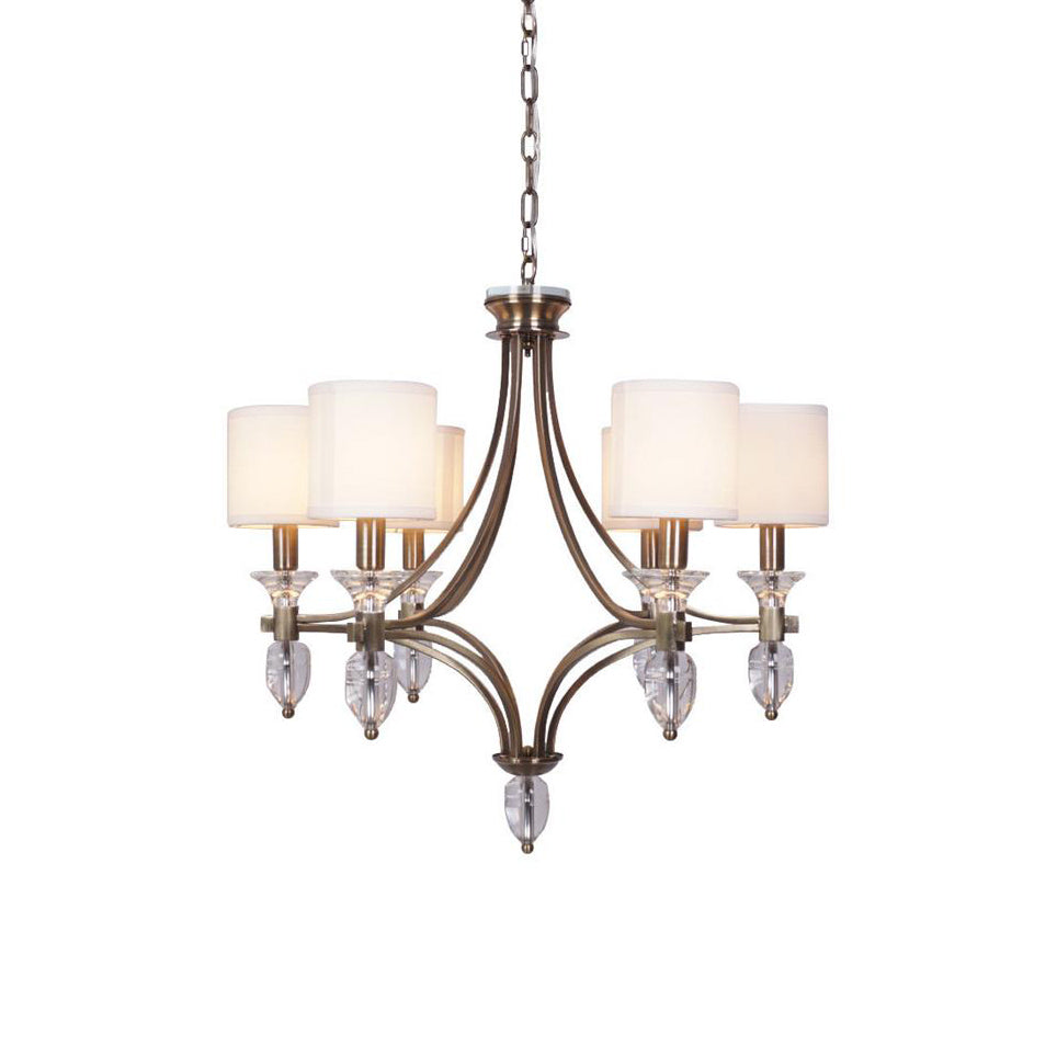 Colton Chandelier – Streamlined Bronze Iron & Fabric Shade Chandelier