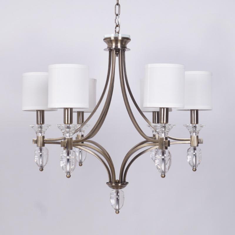 Colton Chandelier – Streamlined Bronze Iron & Fabric Shade Chandelier
