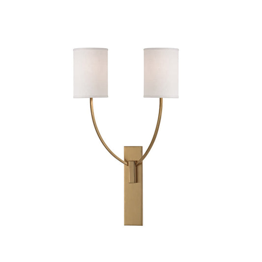Colton Wall Lamp – Eastern Minimalist Curved Brass & Fabric Sconce