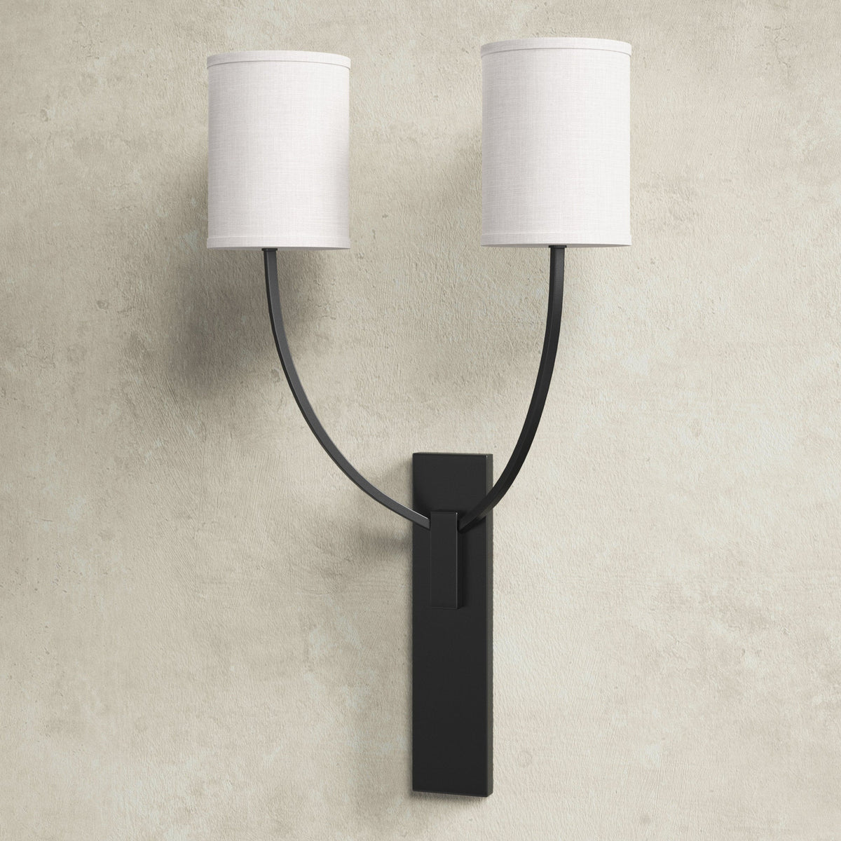 Colton Wall Lamp – Eastern Minimalist Curved Brass & Fabric Sconce