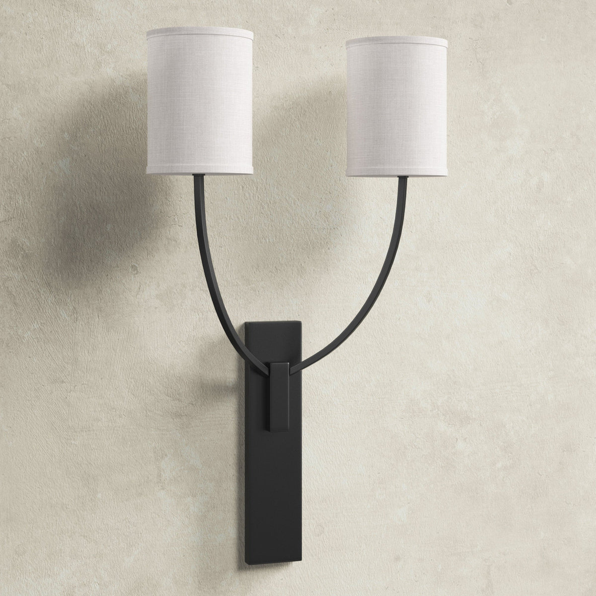 Colton Wall Lamp – Eastern Minimalist Curved Brass & Fabric Sconce