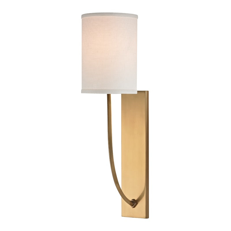 Colton Wall Lamp – Eastern Minimalist Curved Brass & Fabric Sconce