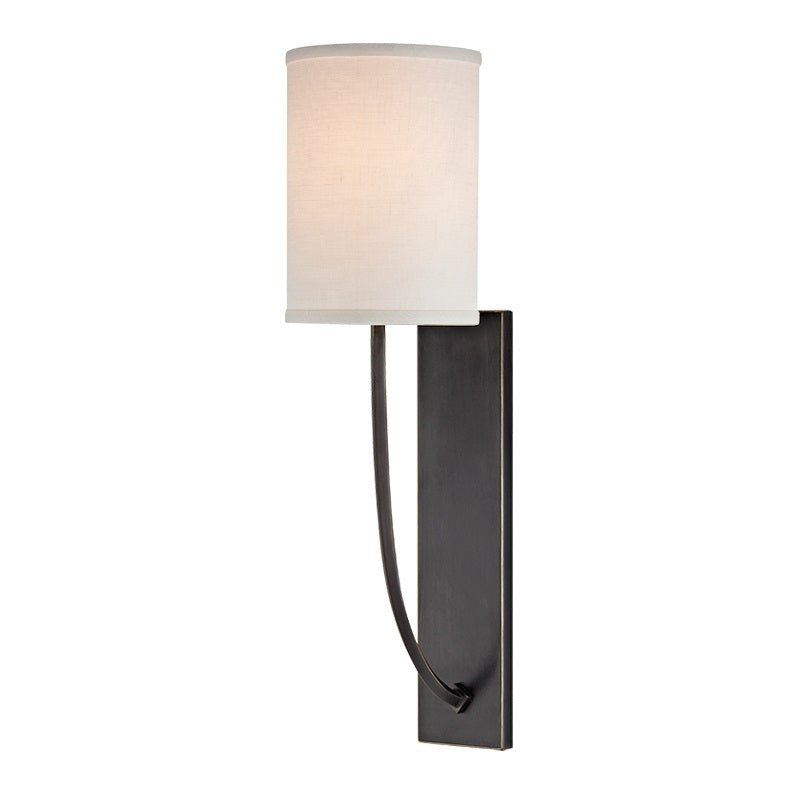 Colton Wall Lamp – Eastern Minimalist Curved Brass & Fabric Sconce