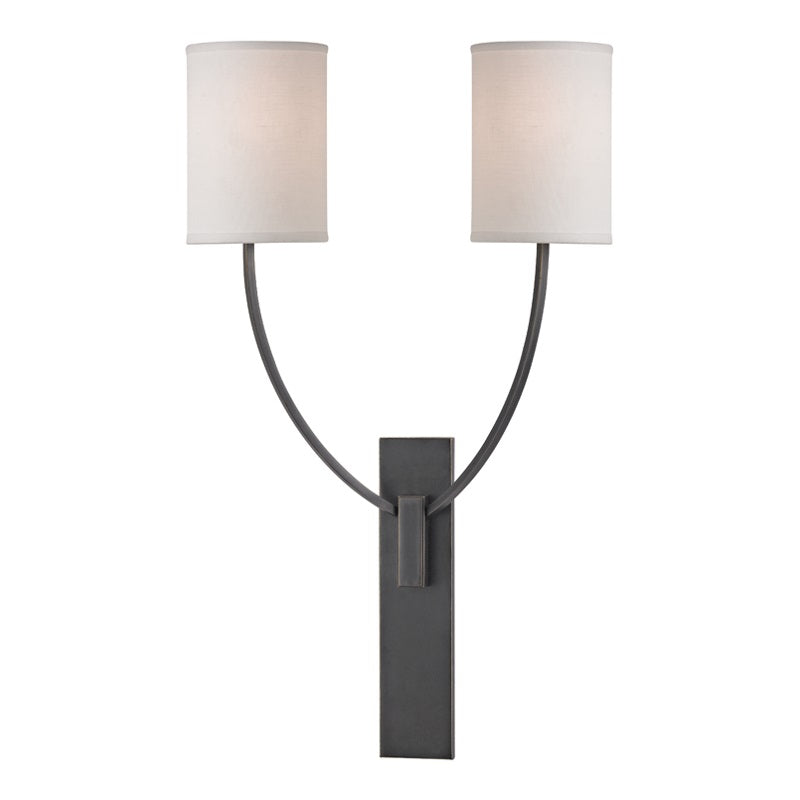 Colton Wall Lamp – Eastern Minimalist Curved Brass & Fabric Sconce