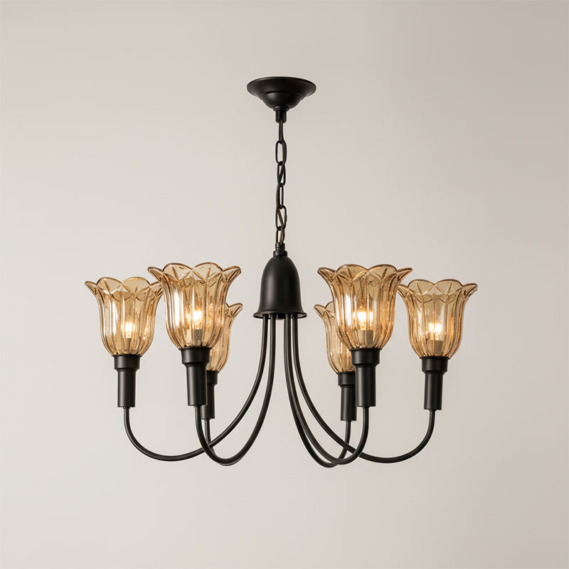 Columbia Brass Chandelier – Vintage Art Deco Brass & Glass Chandelier
