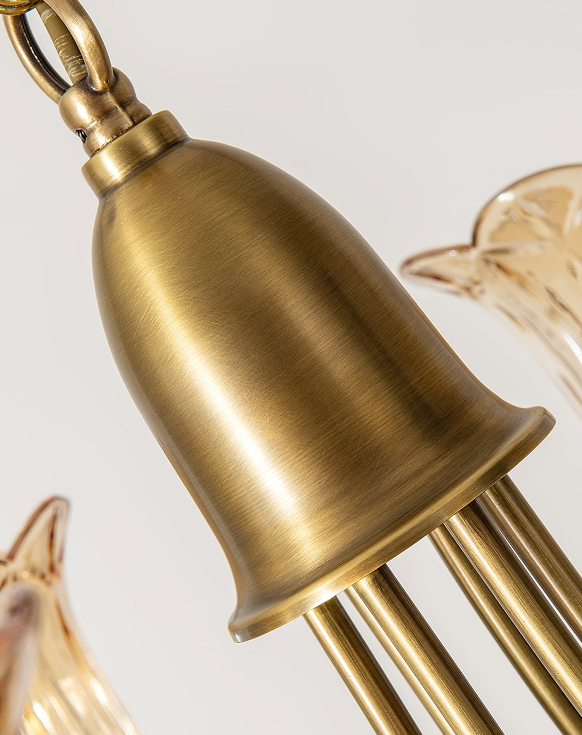 Columbia Brass Chandelier – Vintage Art Deco Brass & Glass Chandelier