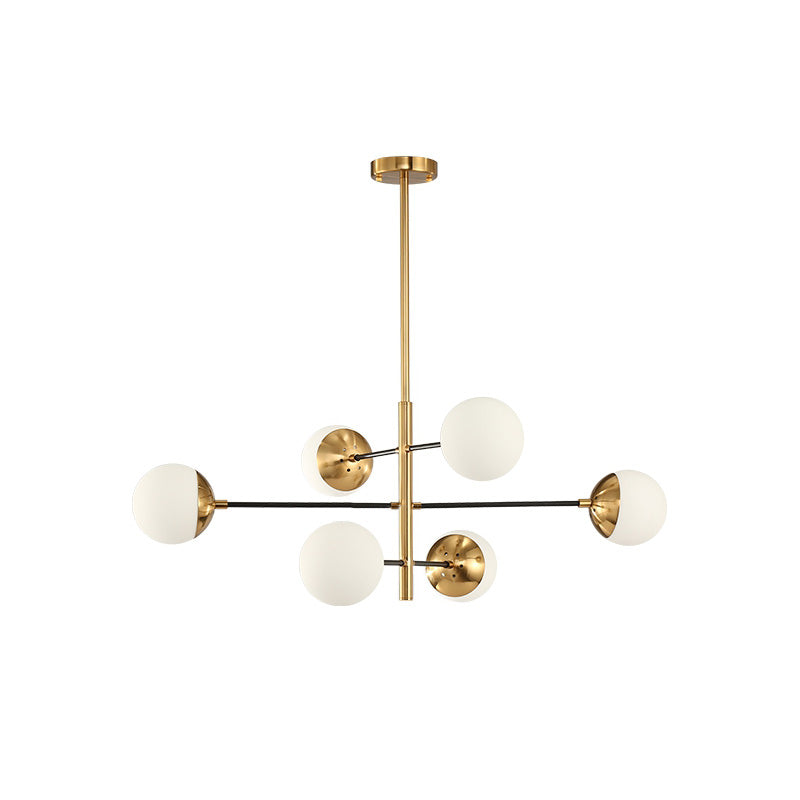 Compass Chandelier – Mid-Century Modern Brass & Glass Branching Chandelier