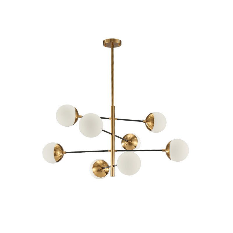 Compass Chandelier – Mid-Century Modern Brass & Glass Branching Chandelier