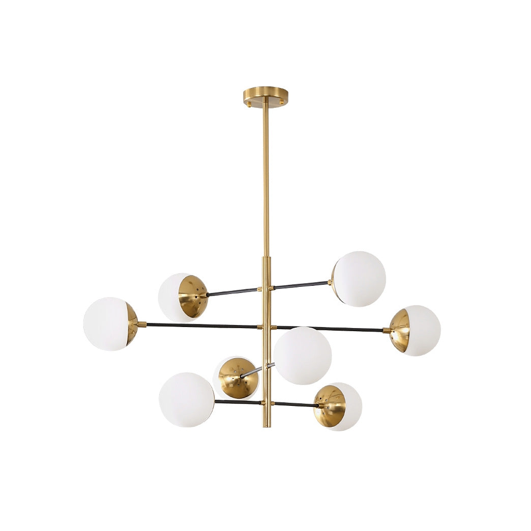 Compass Chandelier – Mid-Century Modern Brass & Glass Branching Chandelier