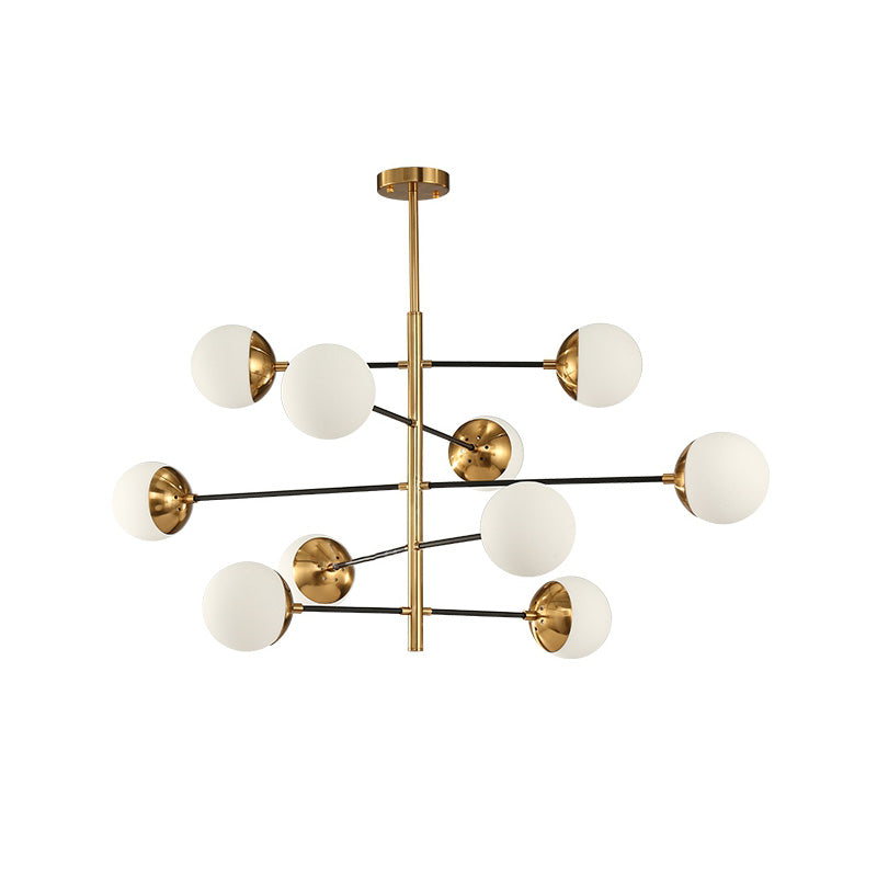 Compass Chandelier – Mid-Century Modern Brass & Glass Branching Chandelier