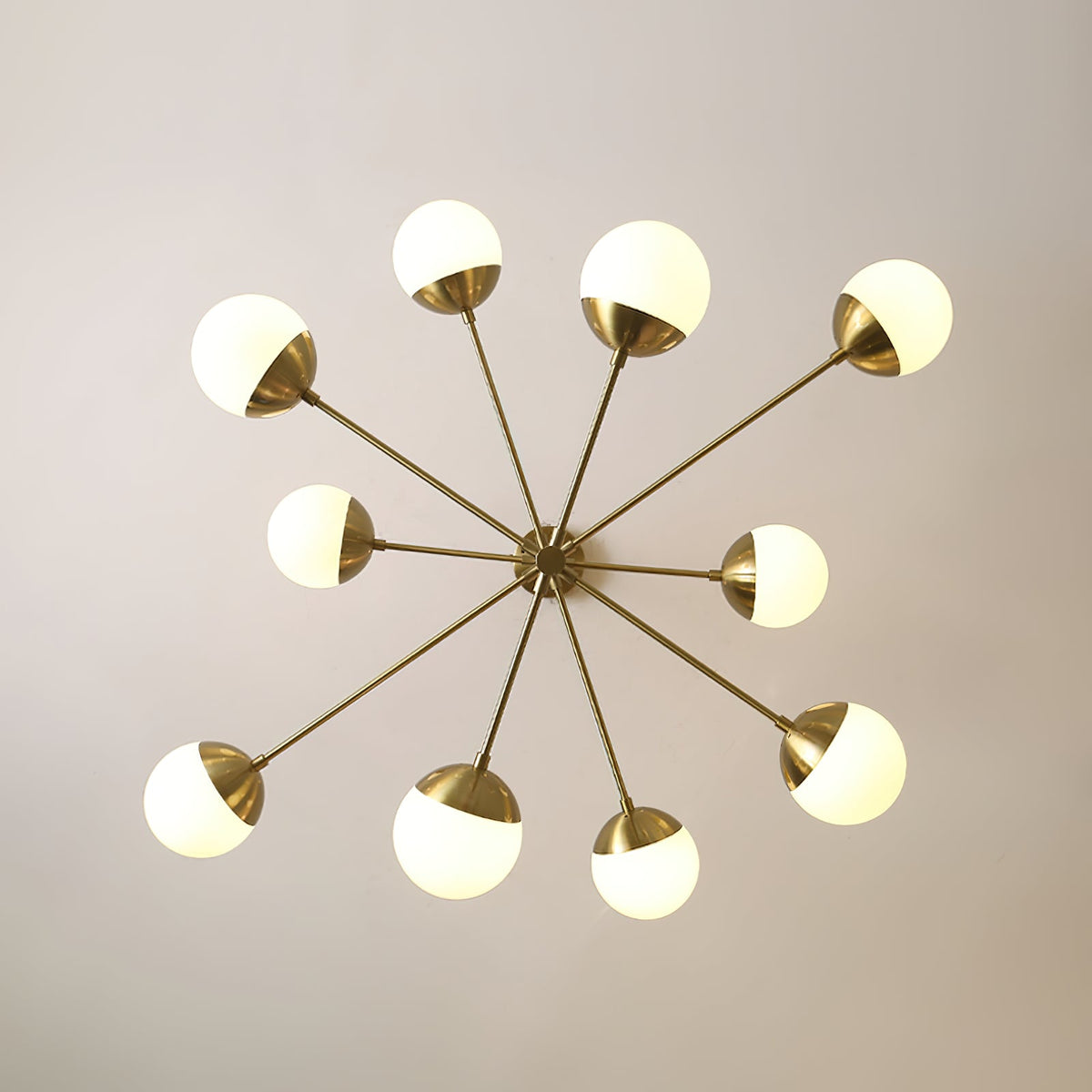 Compass Chandelier – Mid-Century Modern Brass & Glass Branching Chandelier