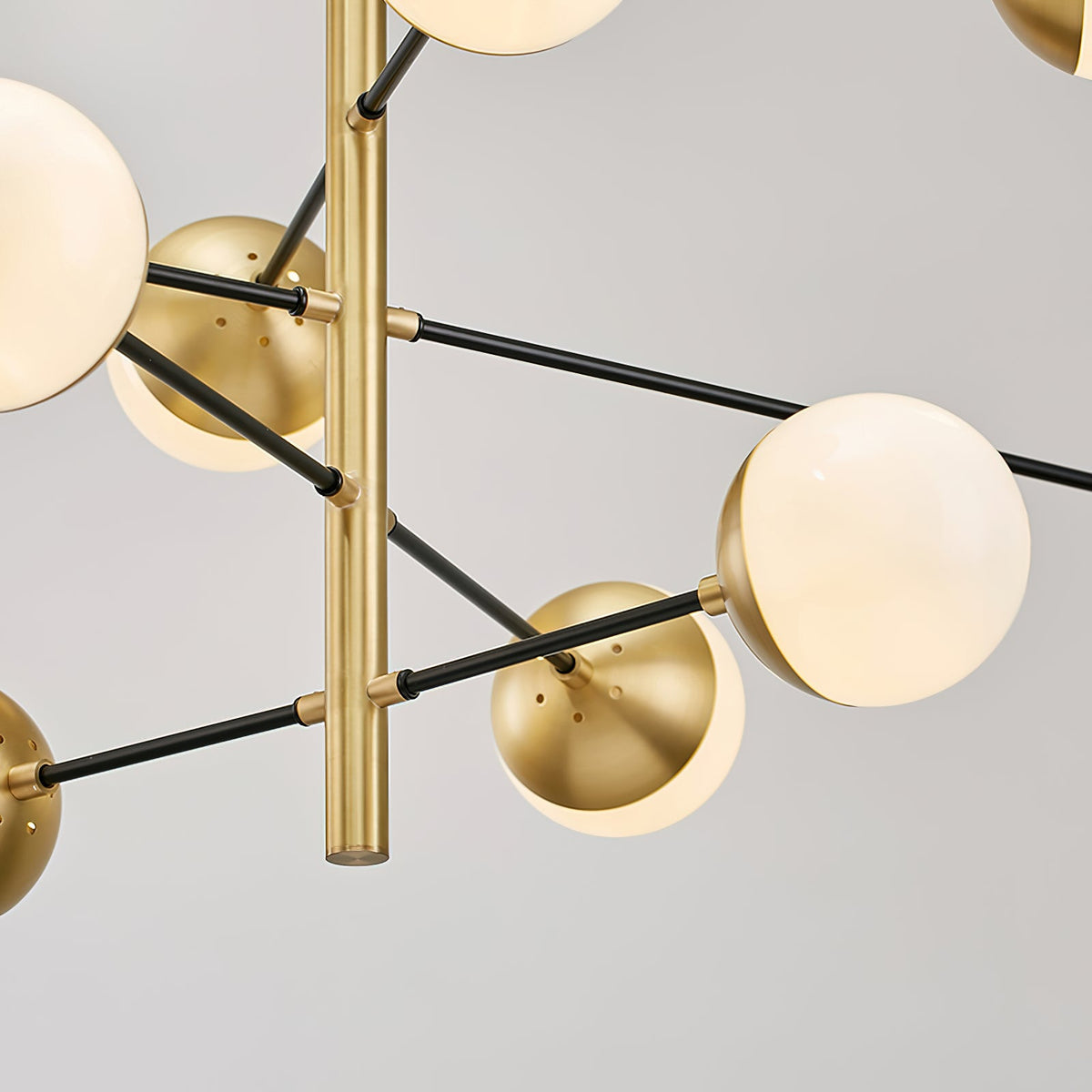 Compass Chandelier – Mid-Century Modern Brass & Glass Branching Chandelier