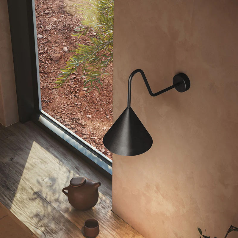 Cone Wall Lamp – Geometric Metal & Gold Leaf LED Cone Sconce